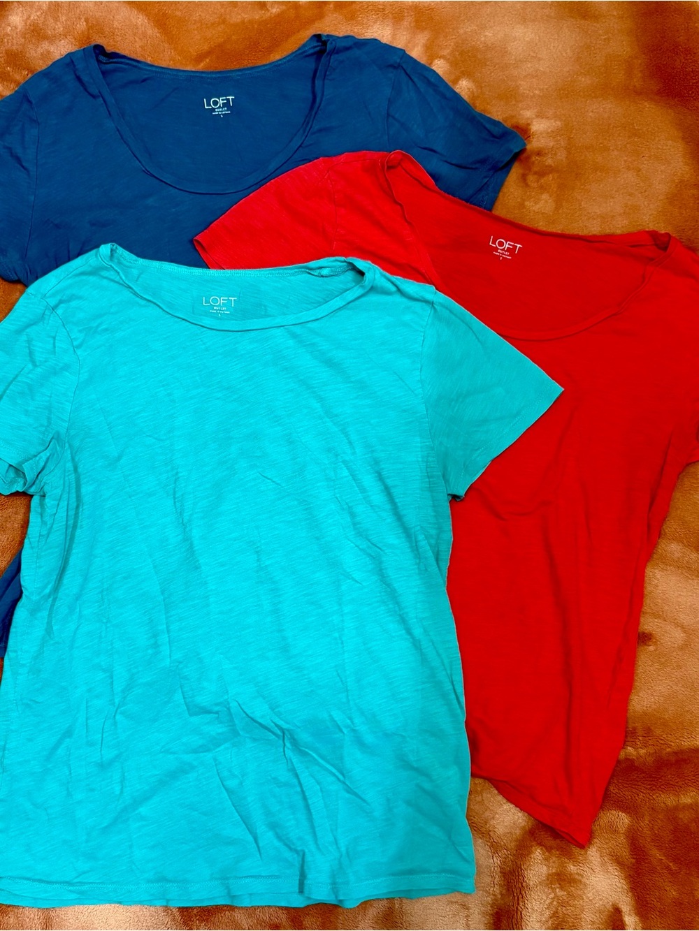 LOFT Short Sleeve Tees in Teal, Red & Navy